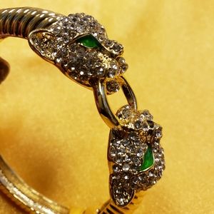 White Crystal Multicolor Enamel GoldTone Jaguar Br